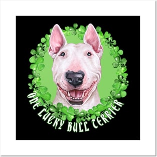 One Lucky Bull Terrier Funny St. Patrick Dog Posters and Art